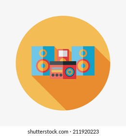 Mobile phone with speakers  flat icon with long shadow,eps10