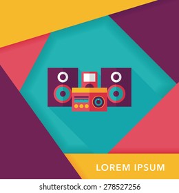 Mobile phone with speakers  flat icon with long shadow,eps10