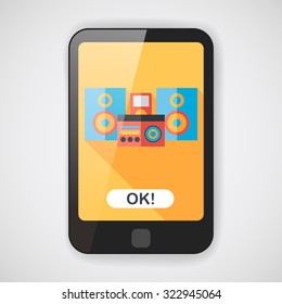 Mobile phone with speakers  flat icon with long shadow,eps10