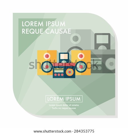 Mobile phone with speakers  flat icon with long shadow,eps10