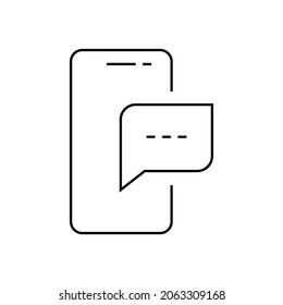 Mobile phone specifications line icon. Phone message sign, smartphone functions and apps. Vector line icon with editable strokes