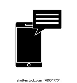 mobile phone and speech bubble chat message