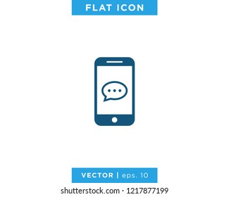 Mobile Phone With Speech Bubble Icon Vector Logo Design Template