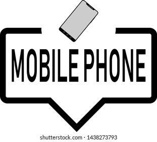 mobile phone Speech bubble with icon, isolated. Flat design on white background