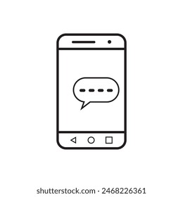teléfono móvil con una burbuja de voz en él, icono