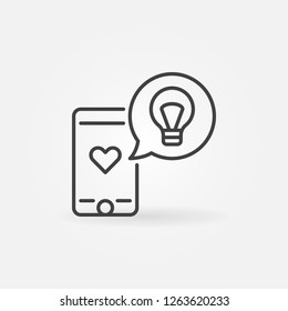 Mobile phone with speech bubble vector concept outline icon or symbol