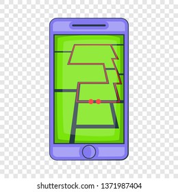 Mobile phone with sport app icon. Cartoon illustration of mobile phone with sport app vector icon for web