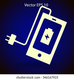 Mobile phone standing on the charging vector icon