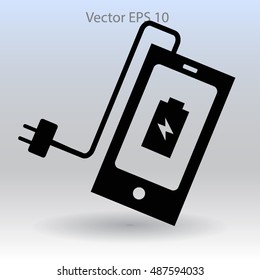 Mobile phone standing on the charging vector icon