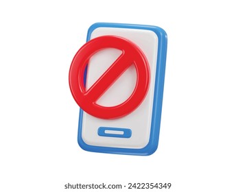 mobile phone with stop icon 3d render