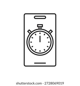 Telefone celular com um símbolo de cronômetro para temporização
