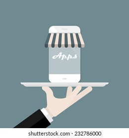 Mobile phone store apps vector illustration