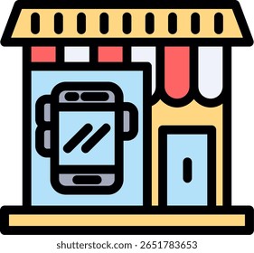 Mobile Phone Store Line Filled Icon Design