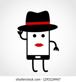 Mobile phone with style design of peoples. Easy and fast communication. Smartphone flat vector illustration.