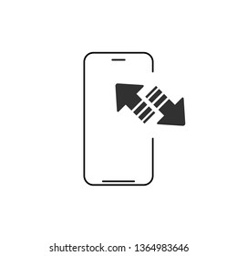 Mobile phone sync outline icon. linear style sign for mobile concept and web design. synchronization or upload and download arrows. Vector illustration isolated on white background.
