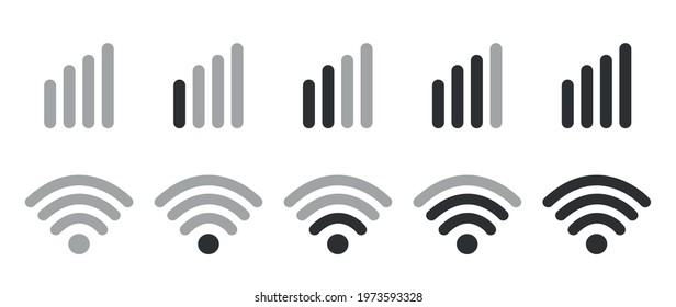 Mobile Phone System Icons, Wifi Signal Strength, Vector