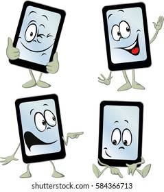 mobile phone tablet computer cartoon - vector illustration