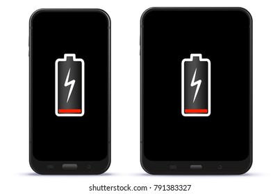 Mobile Phone and Tablet Computer With Low Battery Vector Illustration