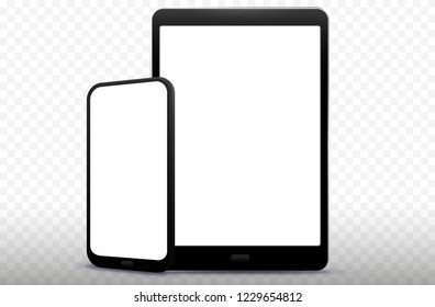 Mobile Phone and Tablet Computer Vector Illustration with Transparent Background