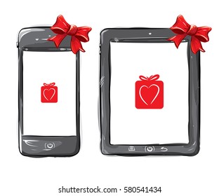 Mobile Phone and Tablet Computer Vector Illustration