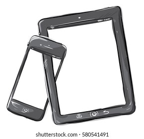 Mobile Phone and Tablet Computer Vector Illustration