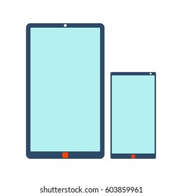 Mobile Phone and tablet icon. Flat Vector illustration on white background.