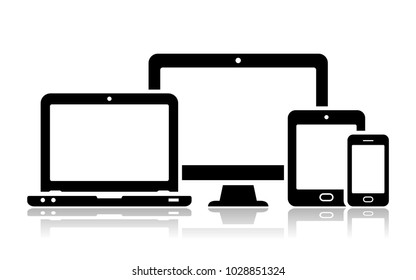Mobile phone, tablet, laptop and desktop computer icons