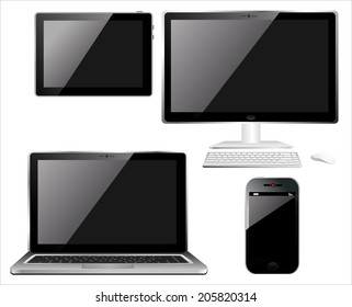 Mobile phone, tablet PC, notebook and computer.