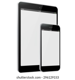 Mobile Phone and Tablet PC Vector Illustration with side view.