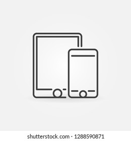 Mobile phone with tablet vector concept icon or symbol in outline style