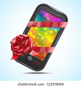 Mobile phone with a tape and a bow