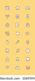 Mobile Phone Technology Colored Line Icon Set