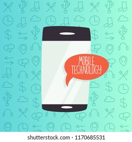 Mobile phone technology concept. Idea of digital progress. Virtual communication and connection, global network. Flat vector illustration