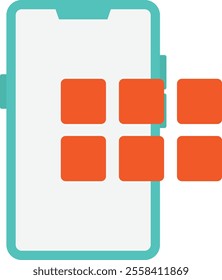 Mobile Phone Technology Icon Vector Flat Illustration
