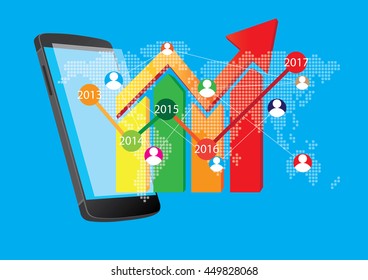 Mobile phone technology and social network graphic design.