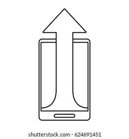 mobile phone technology upload arrow outline