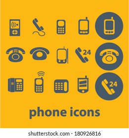 mobile phone, telephone, cell, smartphone, technology, gadget, communicator, connection, contact, wireless, message, call, service, chat icons, signs vector concept set
