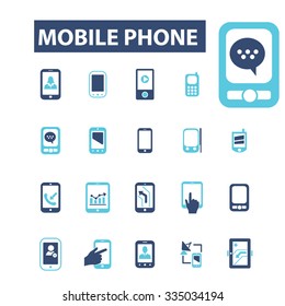 mobile phone, telephone, cell, smartphone, technology, gadget, communicator, connection, contact, wireless, message, call, service, chat icons, signs vector concept set