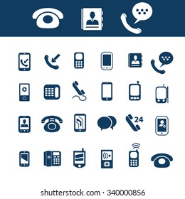 mobile phone, telephone, cell, smartphone, technology, gadget, communicator, connection, contact, wireless, message, call, service, chat icons, signs vector concept set
