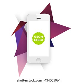 Mobile Phone Template. Abstract Geometric Vector Background. Triangles Pattern for Business Presentations, Application Cover and Web Site Design