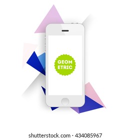 Plantilla de teléfono móvil. Fondo del vector geométrico abstracto. Patrón de triángulos para presentaciones empresariales, cubierta de aplicaciones y diseño de sitios web