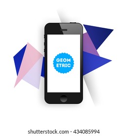 Mobile Phone Template. Abstract Geometric Vector Background. Triangles Pattern for Business Presentations, Application Cover and Web Site Design