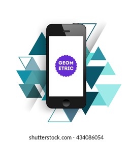 Mobile Phone Template. Abstract Geometric Vector Background. Triangles Pattern for Business Presentations, Application Cover and Web Site Design