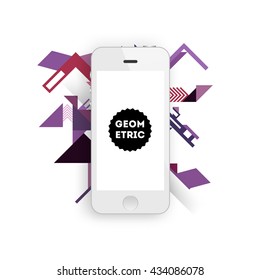 Mobile Phone Template. Abstract Geometric Vector Background. Triangles Pattern for Business Presentations, Application Cover and Web Site Design