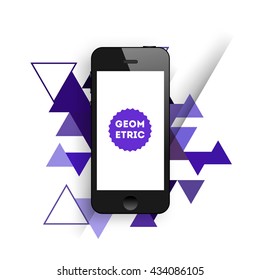 Mobile Phone Template. Abstract Geometric Vector Background. Triangles Pattern for Business Presentations, Application Cover and Web Site Design