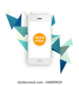 Mobile Phone Template. Geometric Vector Background. Triangles Pattern Background for Business Presentations, Application Cover and Web Site Design