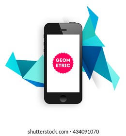 Mobile Phone Template. Geometric Vector Background. Triangles Pattern Background for Business Presentations, Application Cover and Web Site Design