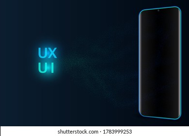 Mobile phone template. Mobile phone with a mockup of a mobile application as UX (User Experience) & UI (User Interface) application concept.vector illustration.