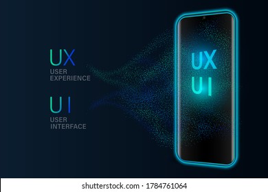 Mobile phone template. Mobile phone with a mockup of a mobile application as UX (User Experience) & UI (User Interface) application concept.vector illustration.
