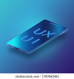 Plantilla de teléfono móvil. Teléfono móvil con una simulación de una aplicación móvil como concepto de aplicación UX (User Experience) e UI (User Interface).ilustración vectorial.